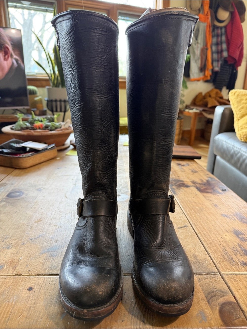 FRYE Veronica Slouch Tall Black Leather Moto Boots – Size 8.5 - Picture 3 of 6